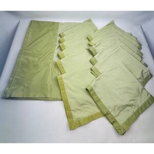 Waterford Tablecloth & 12 Napkin Set Sage Green Cloth 2003 Two Tone W-C Designs
